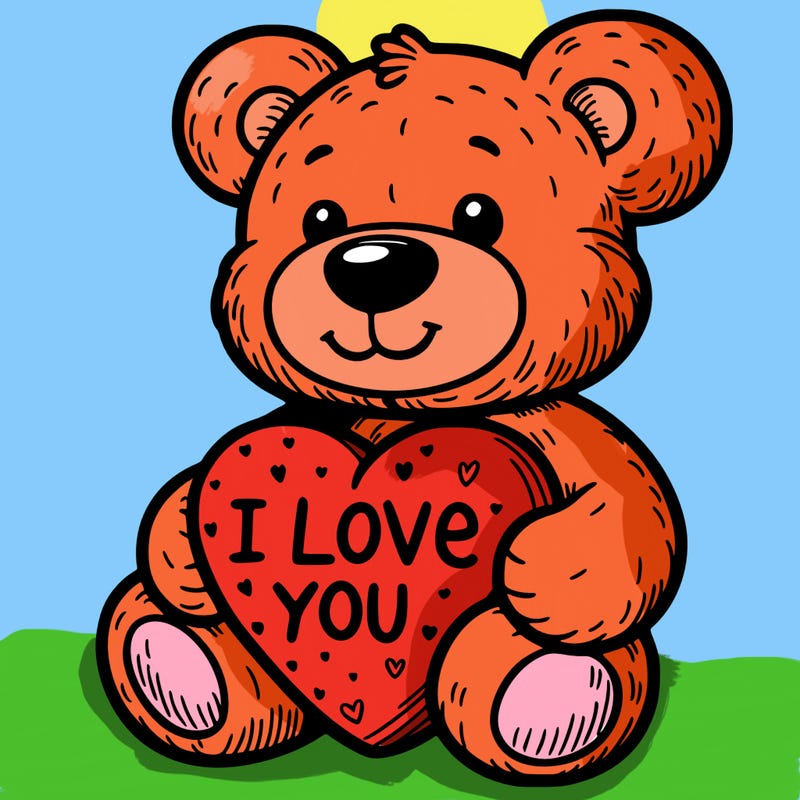 teddy bear holding an i love you heart