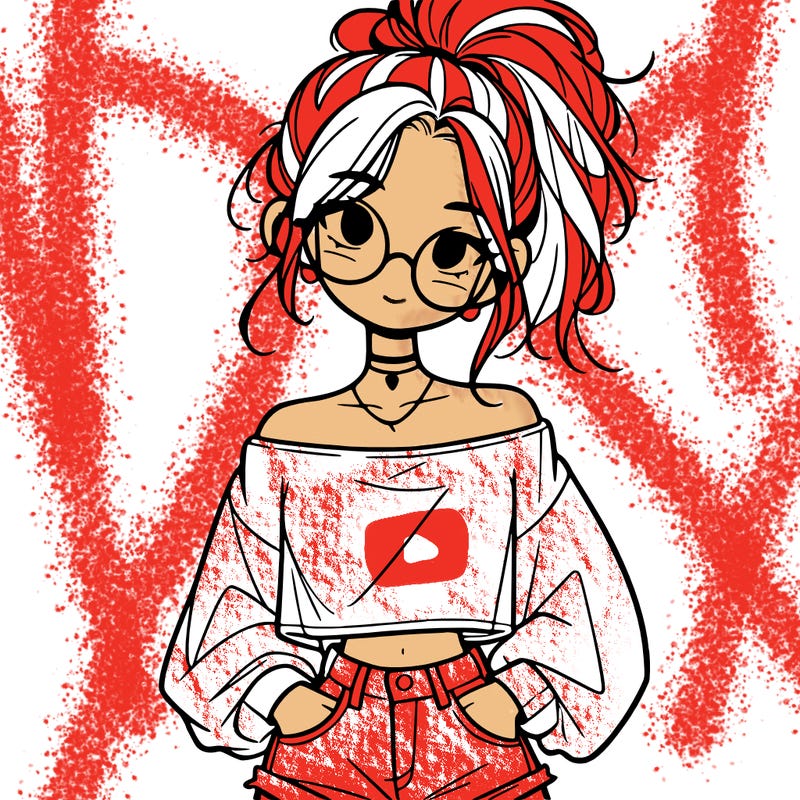 girl with a messy ponytail glasses a baggy crop top and jean shorts