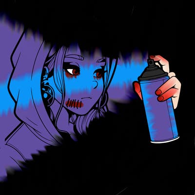 a realistic girl, spray painting