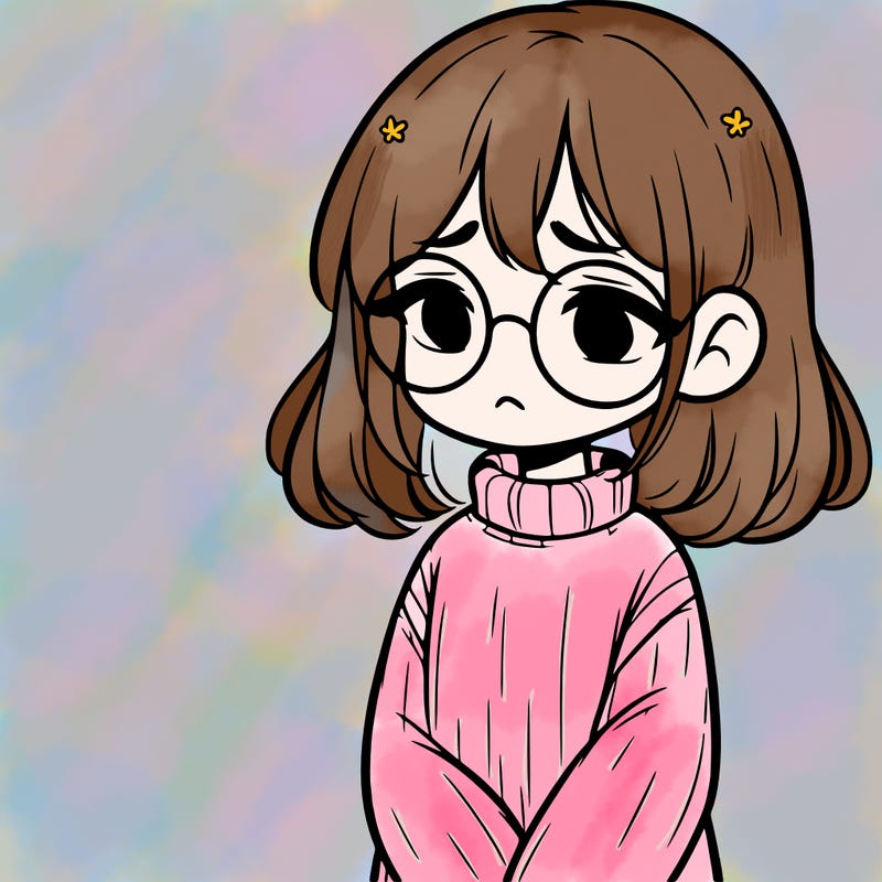 sad girl with glasses in a sweater
