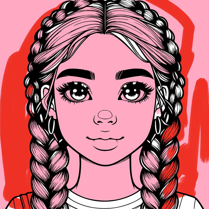 realistic girl with braids