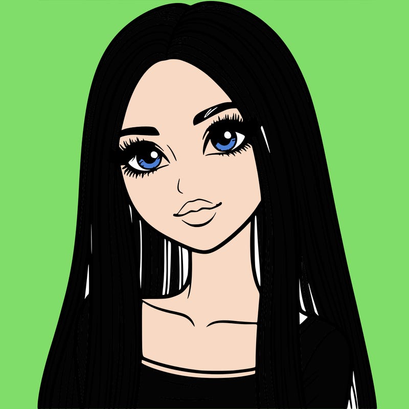 realistic girl with straight and long hair