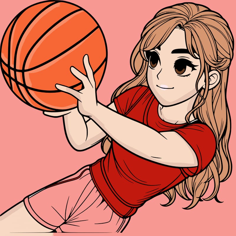 realistic girl playing basketball