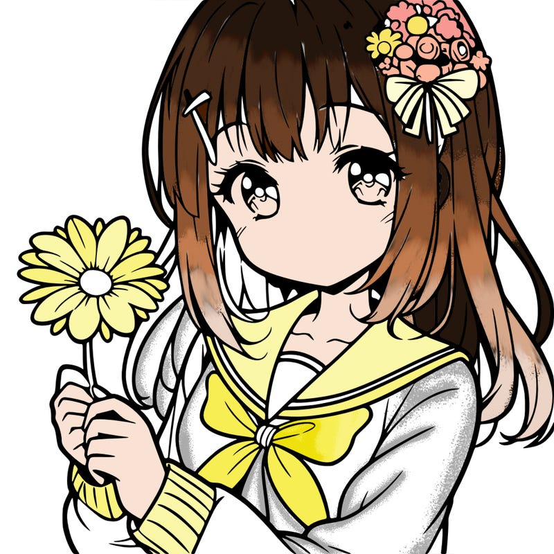 anime girl holding a flower