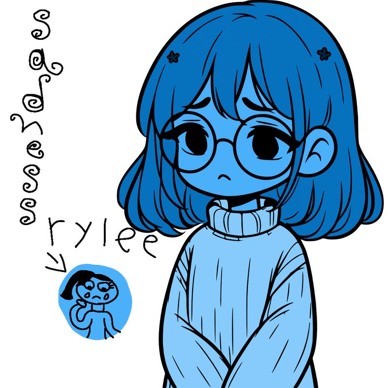 sad girl with glasses in a sweater