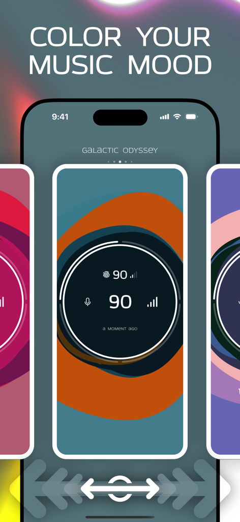 Live BPM: Tap Tempo & Counter - Interfaz de la aplicación Live BPM con temas de humor musical coloridos y un contador de tempo de 90 BPM.
