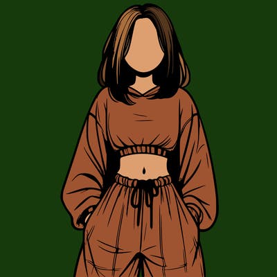 realistic girl faceless with baggy pants and a crop top