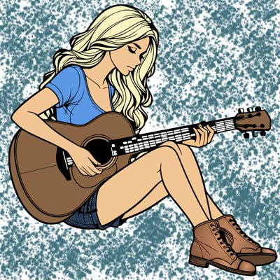 realistic woman play guitar