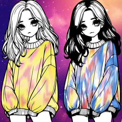 realistic girl with baggy sweater