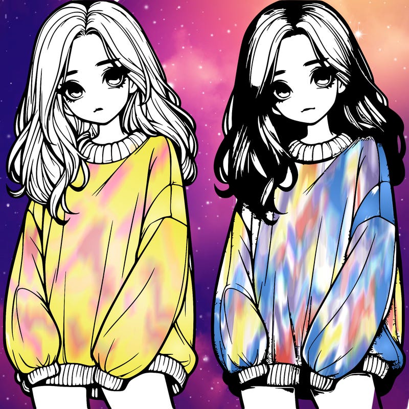 realistic girl with baggy sweater