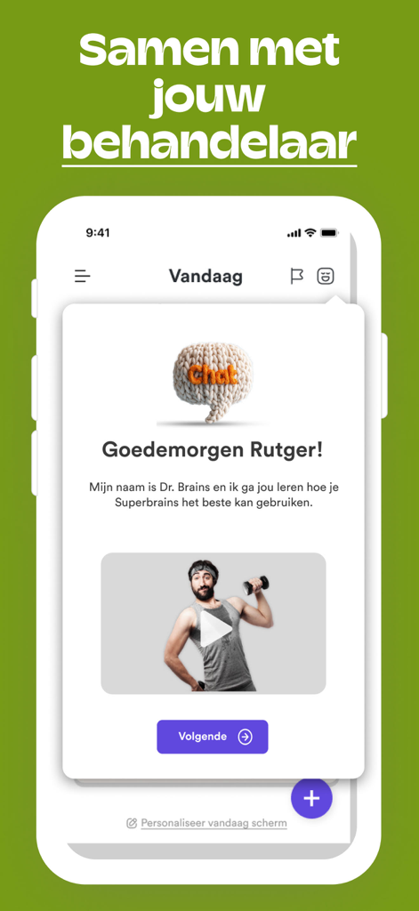 Superbrains - A screenshot of the Superbrains app displaying a personalized coaching message and video tutorial.