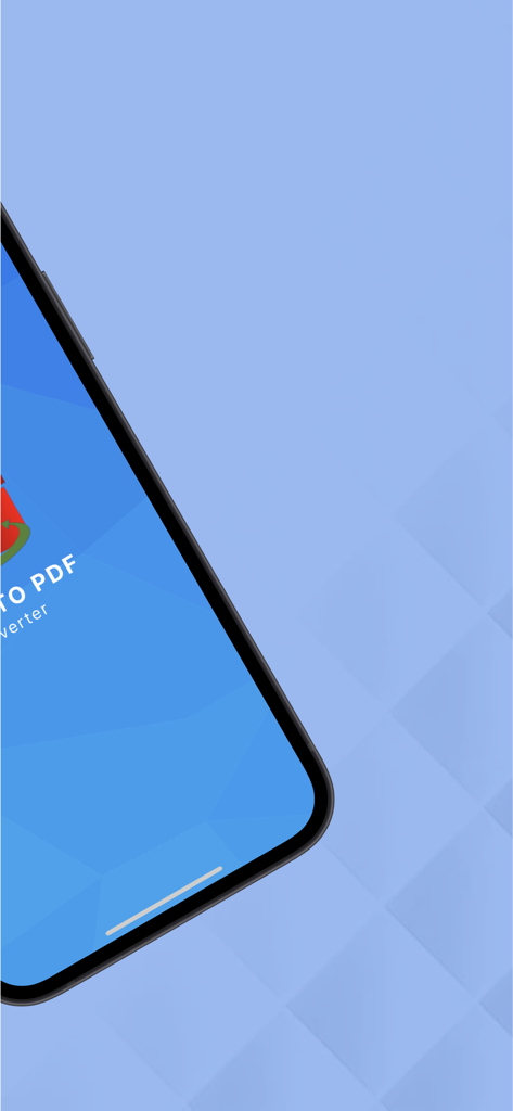 Excel To Pdf Converter - Tela de iPhone mostrando a interface do aplicativo Conversor de Excel para PDF em um fundo azul