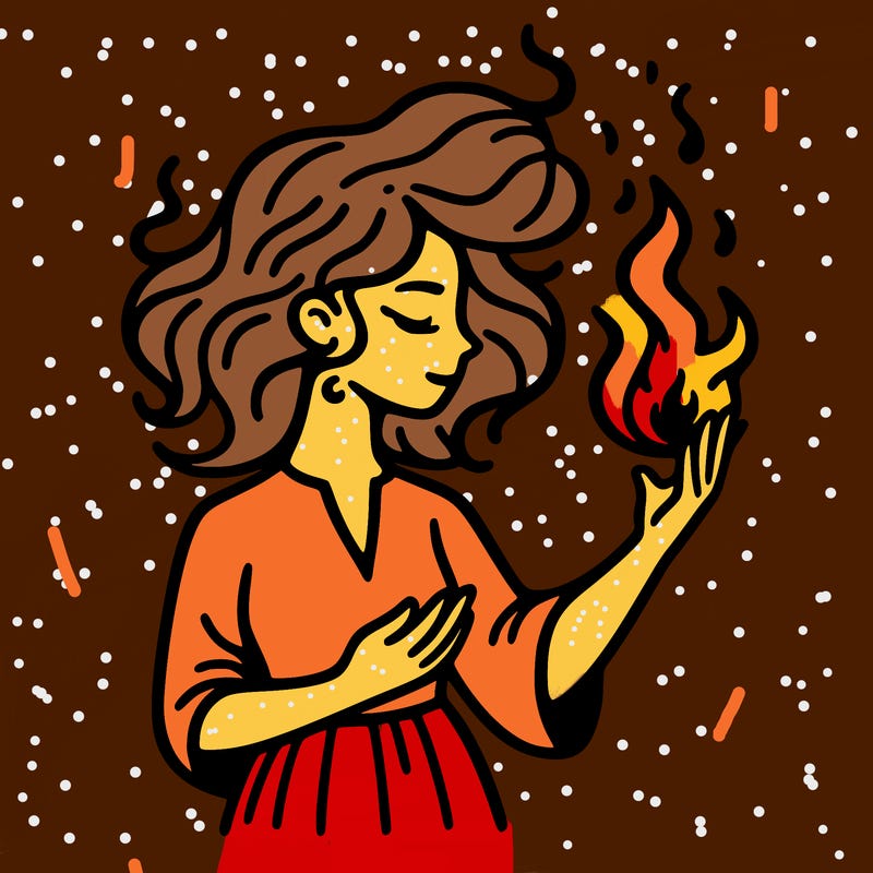 woman with fire