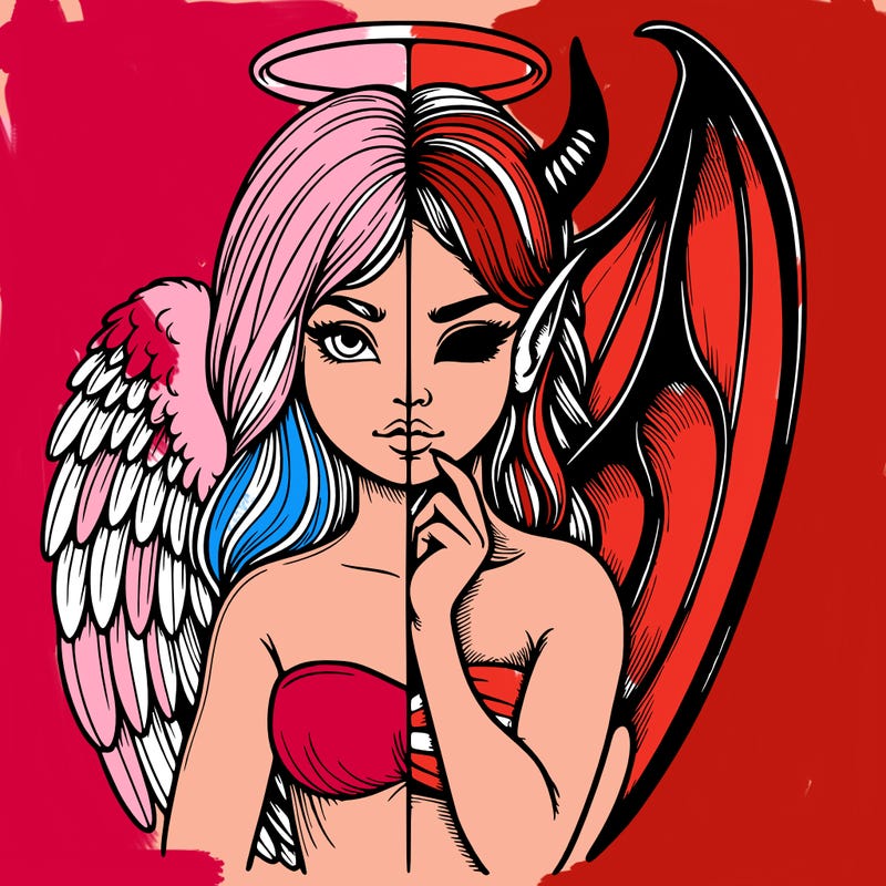 realistic angel half demon