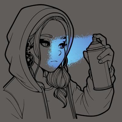 a realistic girl, spray painting