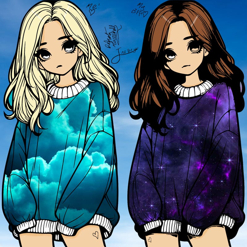 realistic girl with baggy sweater