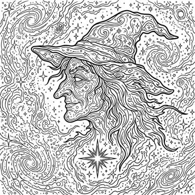 Embark on a celestial journey with this captivating Witch Head Nebula coloring page. Rendered in intricate line art, it invites you to bring the magic of the cosmos to life with your favorite colors.