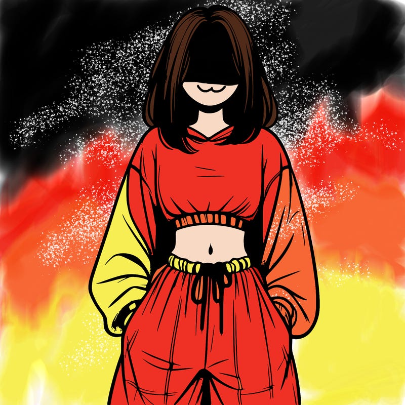 realistic girl faceless with baggy pants and a crop top