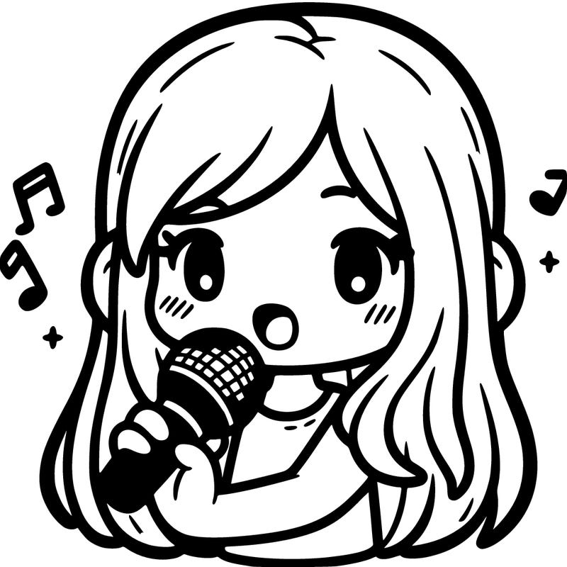 girl with microphone and shoulder length hair