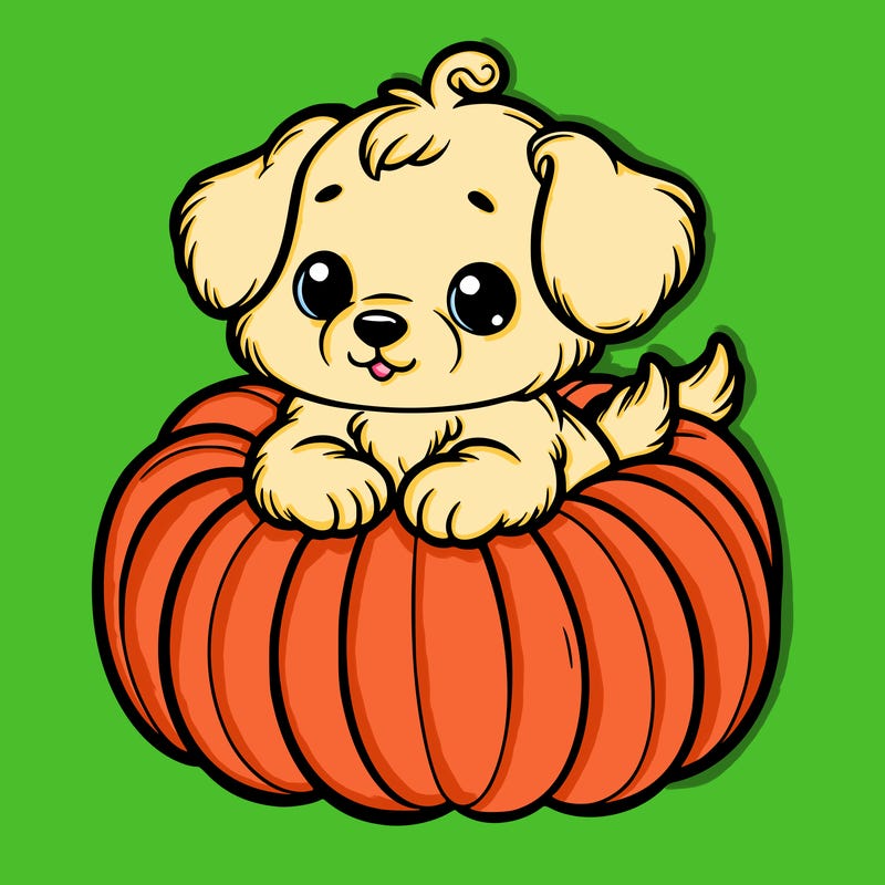 cute little puppy in a pumpkin