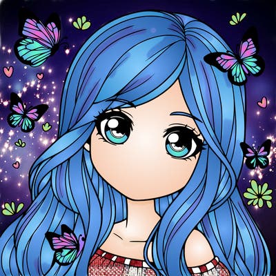 realistic girl with butterflies around her