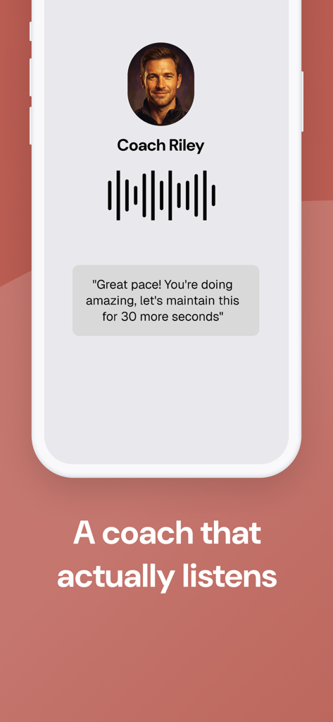 Stride AI mobile app interface showing an AI running coach providing encouragement and real-time feedback