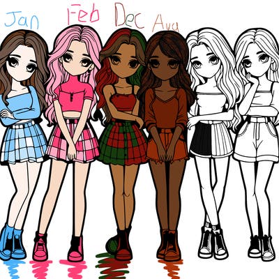 a group of girls realistic