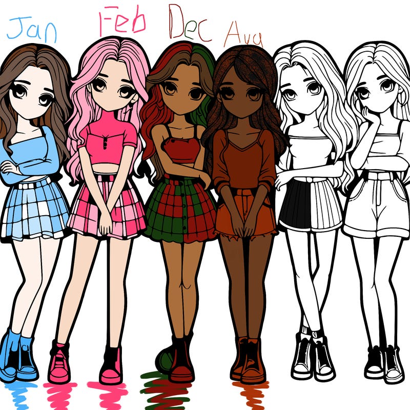 a group of girls realistic