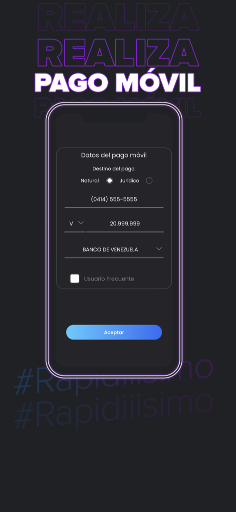 Ub app - Pantalla de smartphone mostrando la interfaz de pago móvil en la app Ub para transferencias dentro de Venezuela.