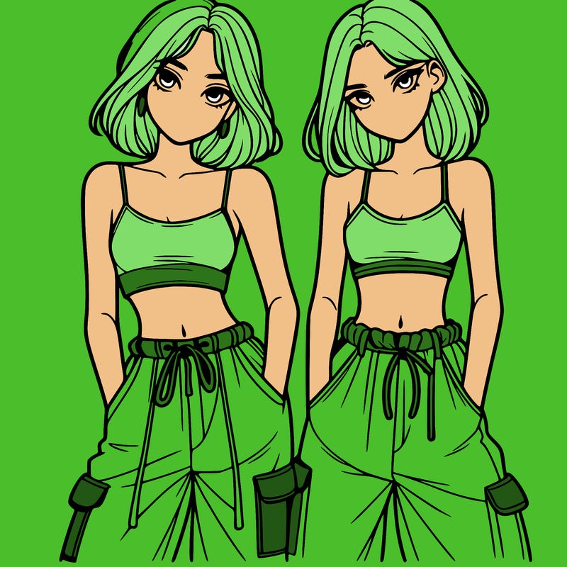 two girls with crop top with baggy pants