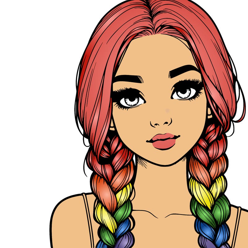 realistic girl with braids