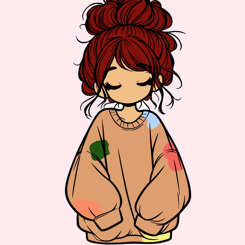 girl with baggy sweatshirt and messy bun