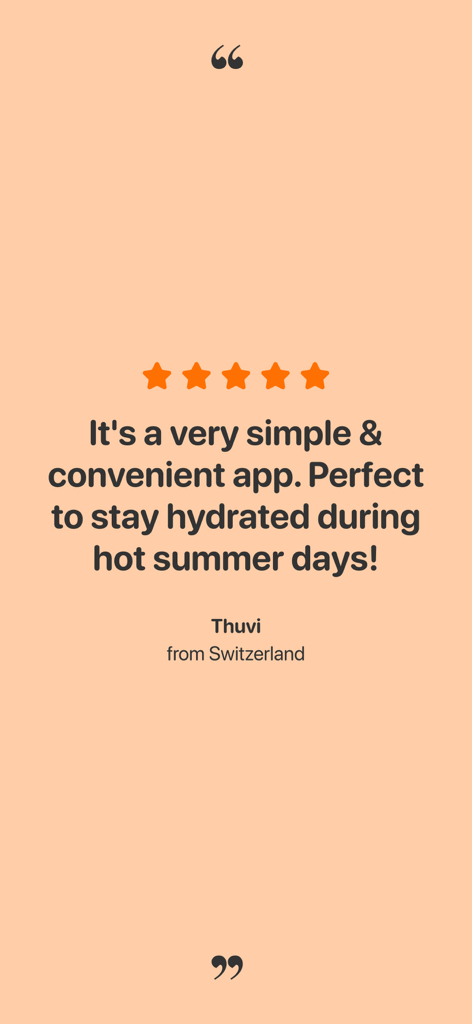 Fountain Finder - Five star user review for Fountain Finder app highlighting its convenience for staying hydrated during summer.