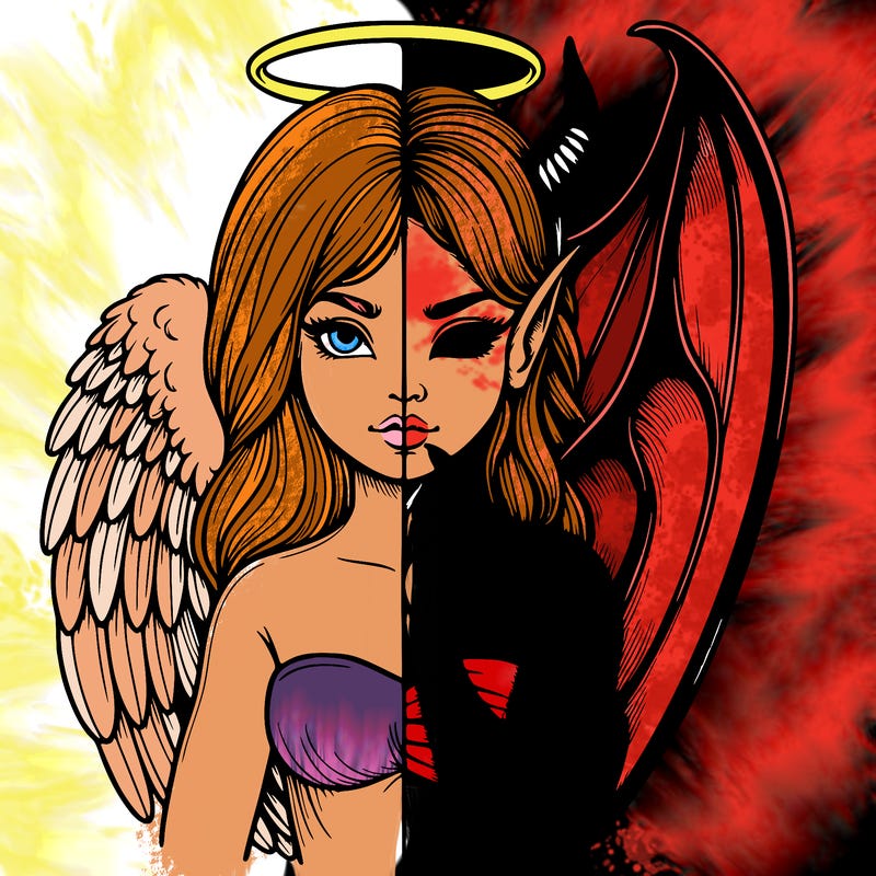 realistic angel half demon