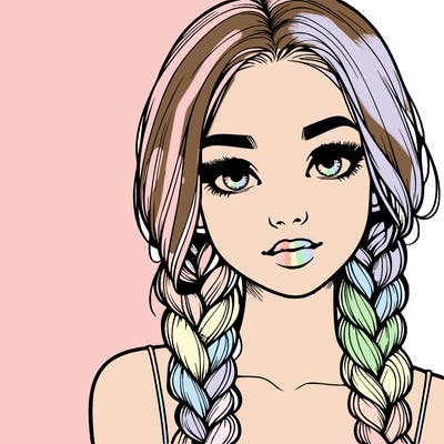 realistic girl with braids