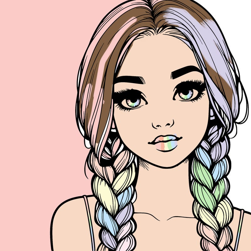 realistic girl with braids