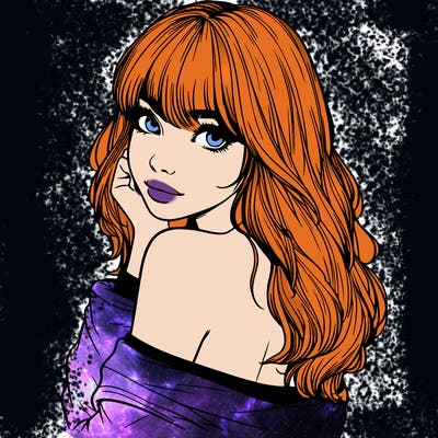 realistic girl with bangs looking over her shoulder