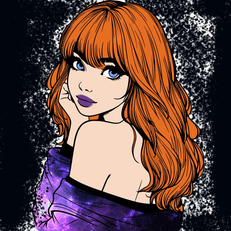 realistic girl with bangs looking over her shoulder