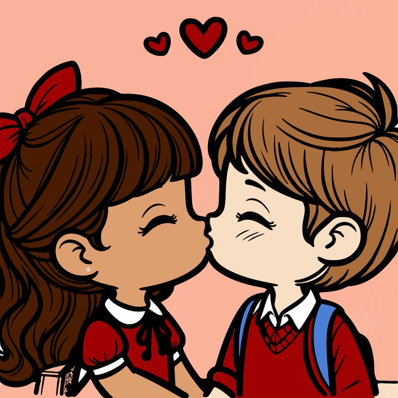 boy and girl kissing