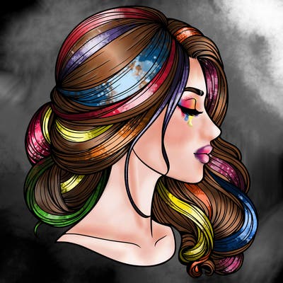 realistic woman's head & hair