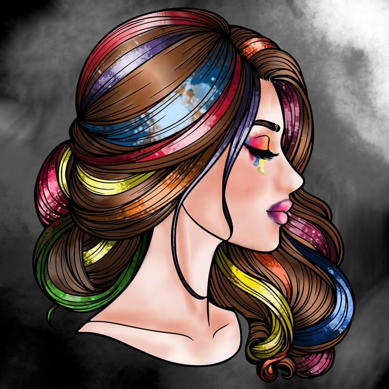 realistic woman's head & hair