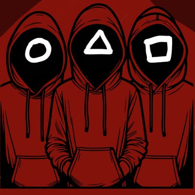 3 faceless people in  hoodies
