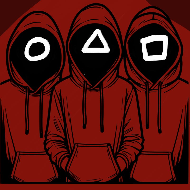 3 faceless people in  hoodies
