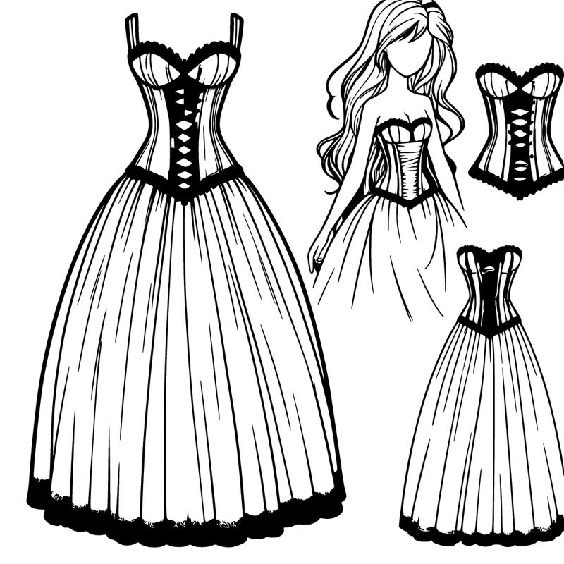 realistic long dress with corset