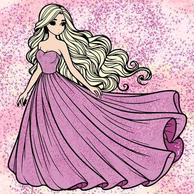 realistic woman with long flowing dress