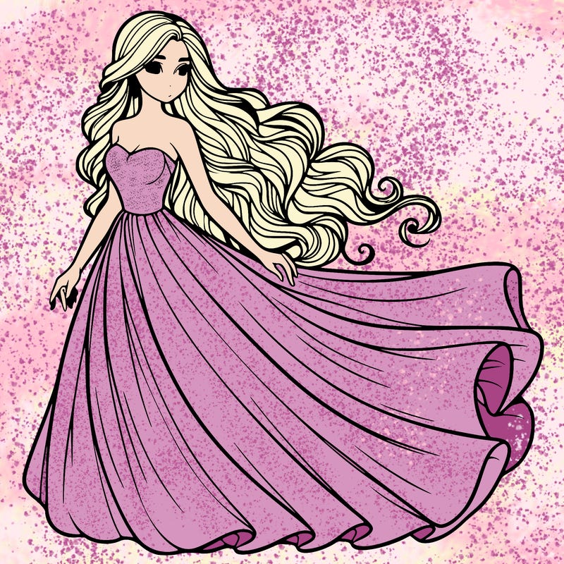 realistic woman with long flowing dress