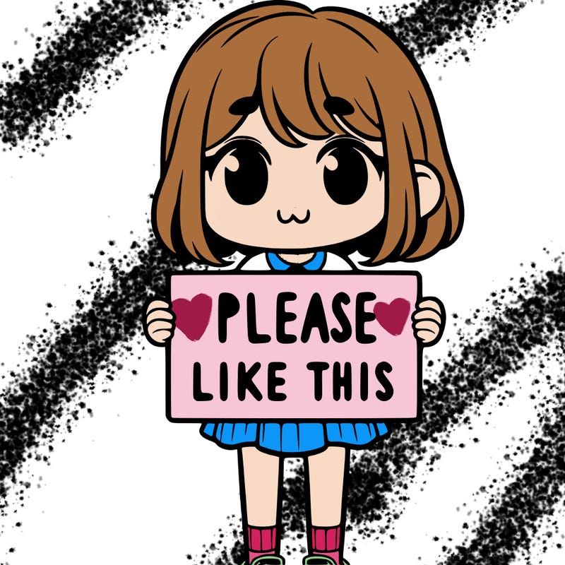 a girl holding a sign that says please like this one