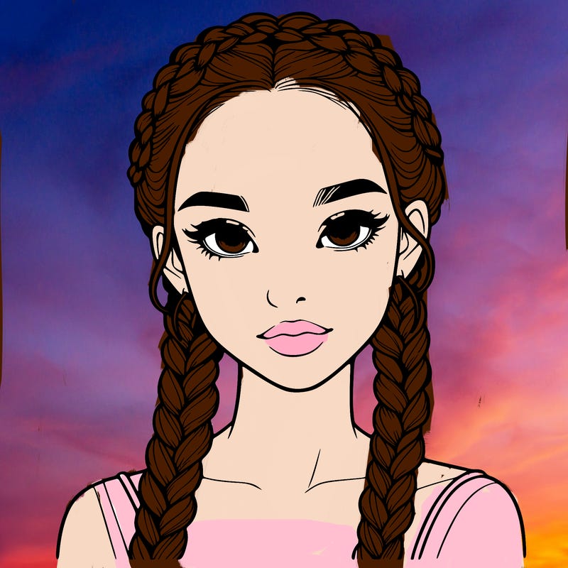 realistic girl with braids