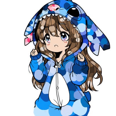 anime girl in a stitch onsie