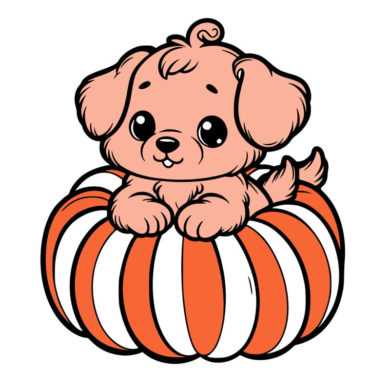 cute little puppy in a pumpkin